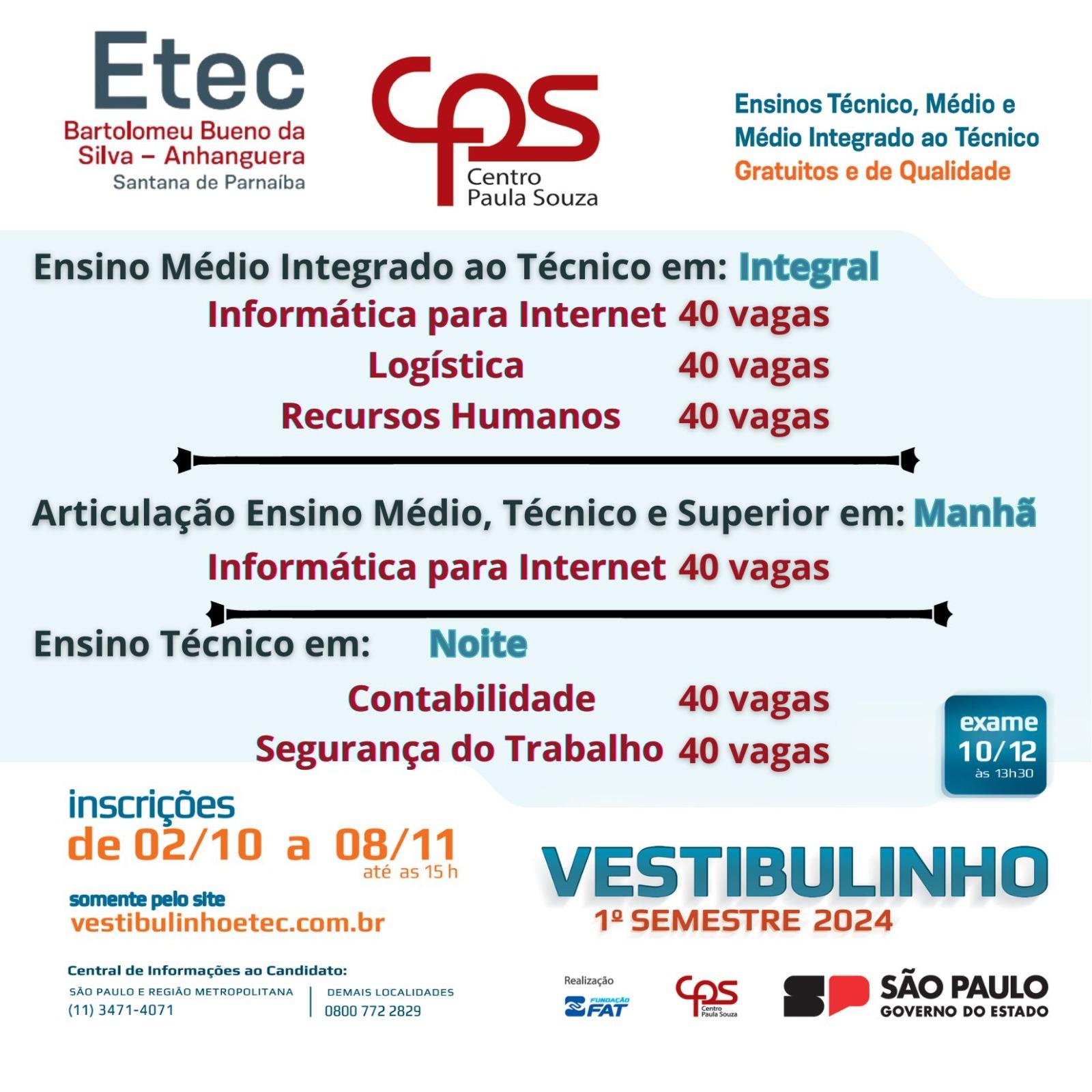 Vestibulinho Etec – 1º Semestre 2023